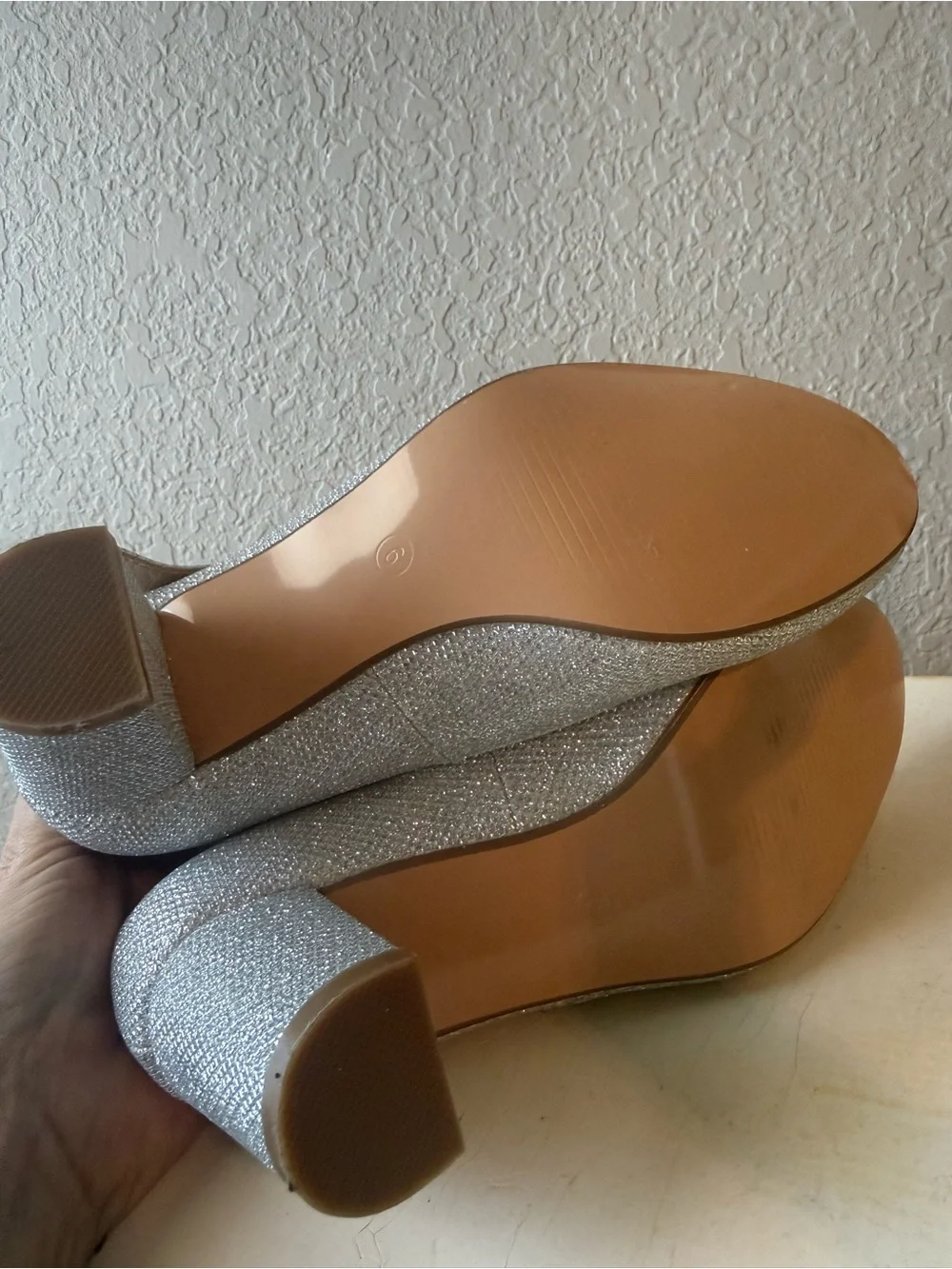 New Sparkling Silver Mary Jane Heels - Women's Dress Pumps